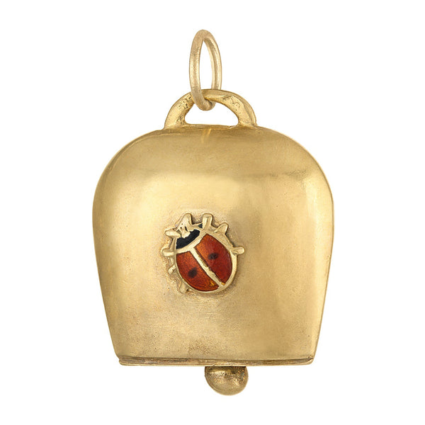 Vintage Ladybug Ringing Bell 14k Gold Charm