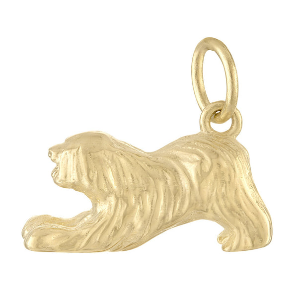 Shaggy Playful Puppy 14K Gold Charm