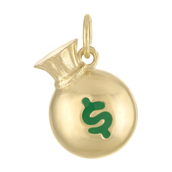 Enamel Money Bag 14K Gold Charm