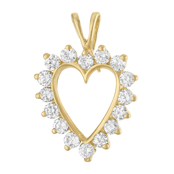 Vintage Diamond Heart Outline 14k Gold Charm