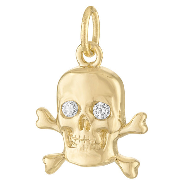 Diamond Skull & Crossbones 14K Gold Charm