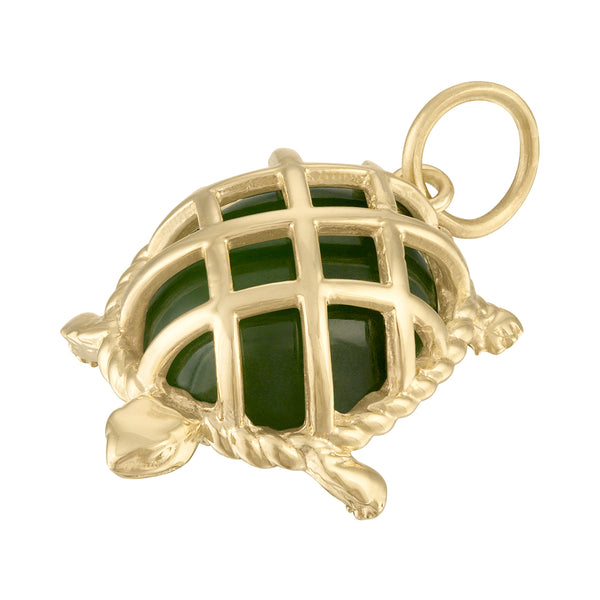 Jade Turtle 14k Gold Charm