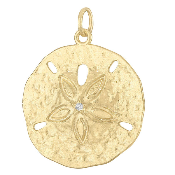 Larger Diamond Sand Dollar 14K Gold Charm