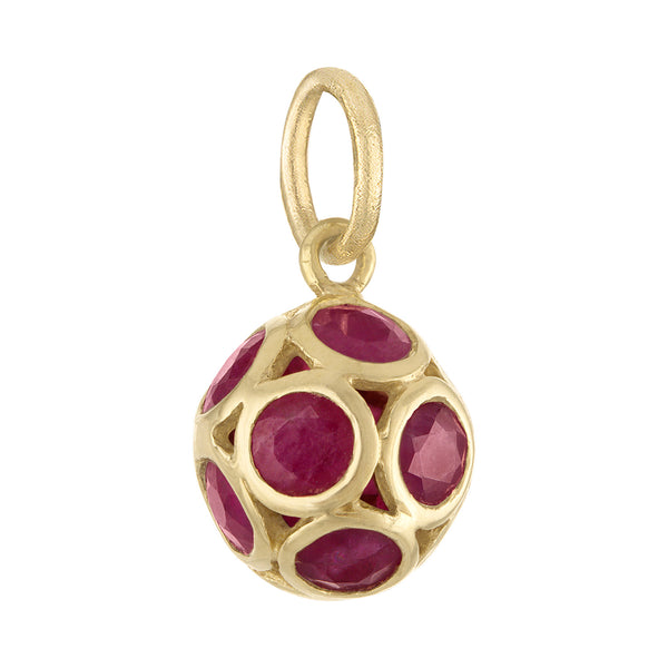 Vintage Mini Ruby Fob 14K Gold Charm