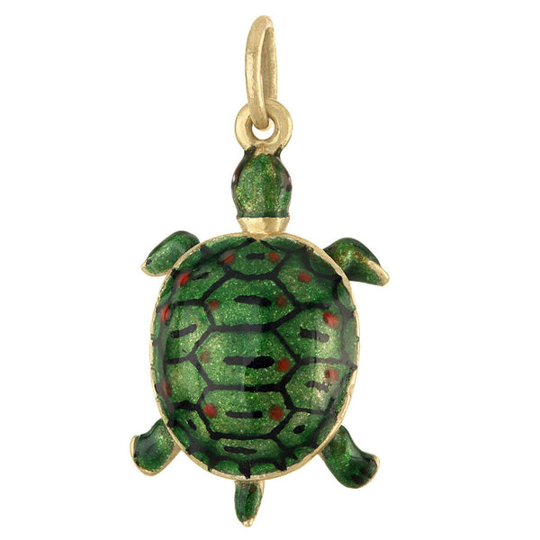 Vintage Enamel Sea Turtle 14k Gold Charm