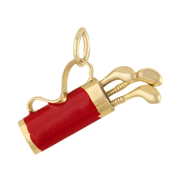Vintage Enamel Golf Clubs 14K Gold Charm