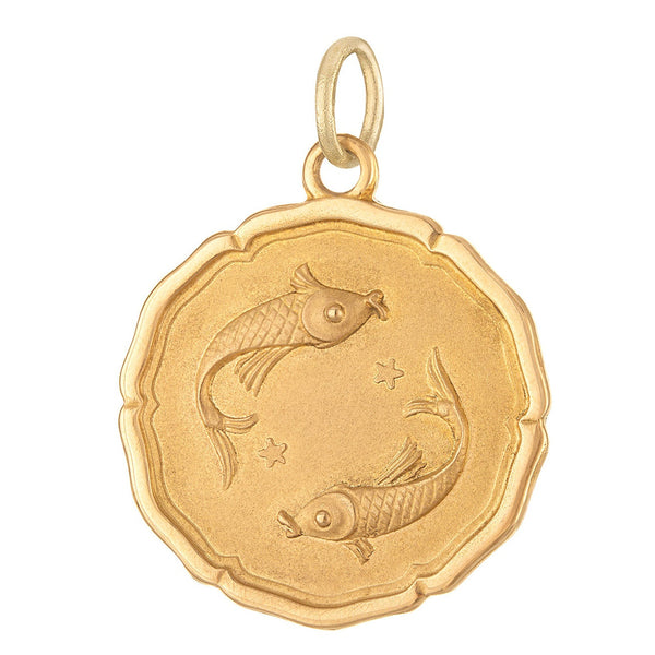 Vintage Pisces 18k Gold Charm
