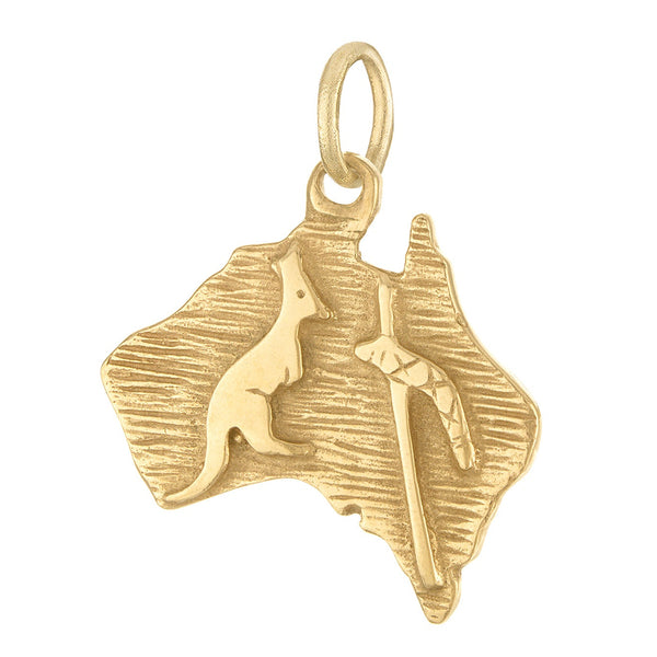 Vintage Map of Australia 9k Gold Charm