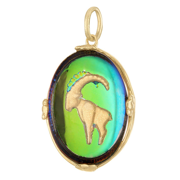 Vintage Capricorn Intaglio 14k Gold Charm