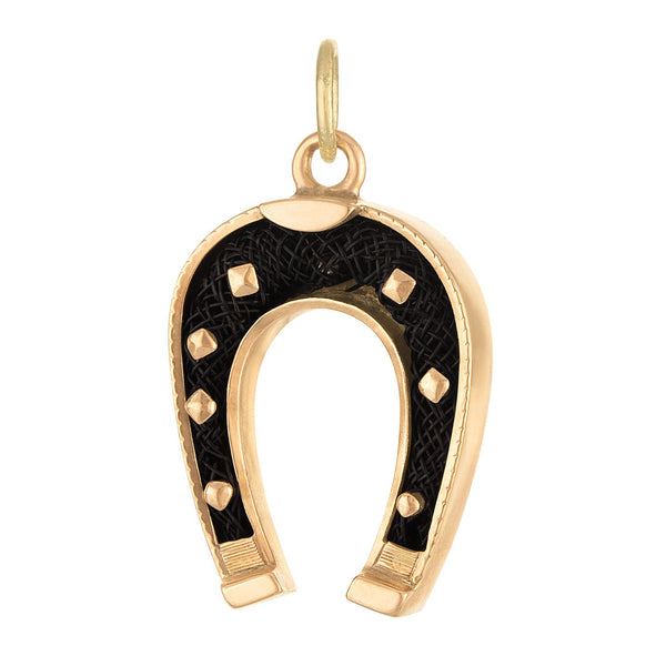 Vintage Enamel Horseshoe 14k Gold Charm