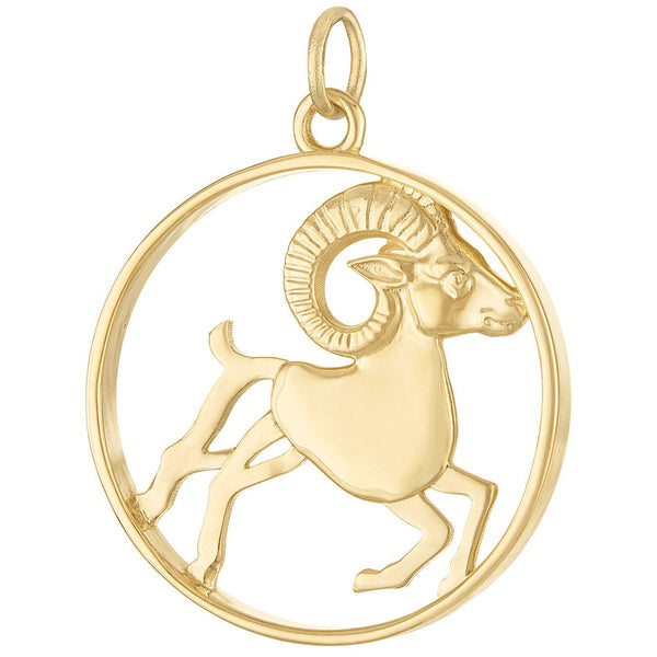Larger Aries Zodiac 14k Gold Charm