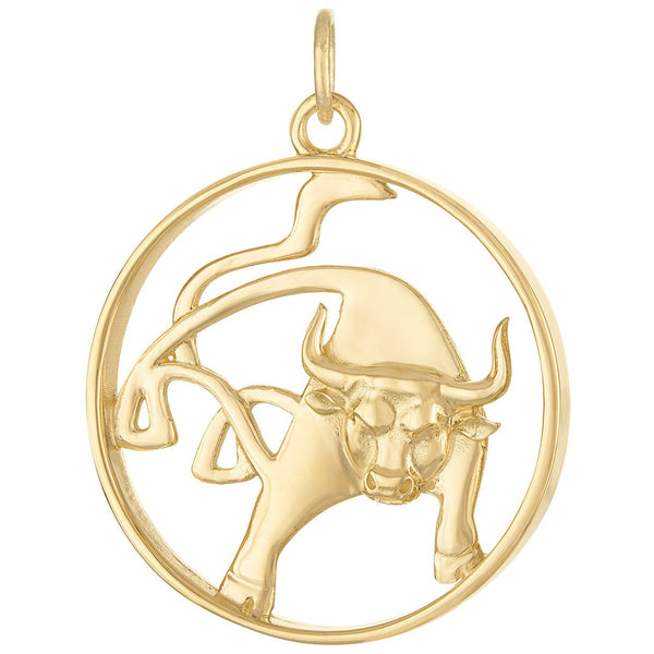 Larger Taurus Zodiac 14k Gold Charm