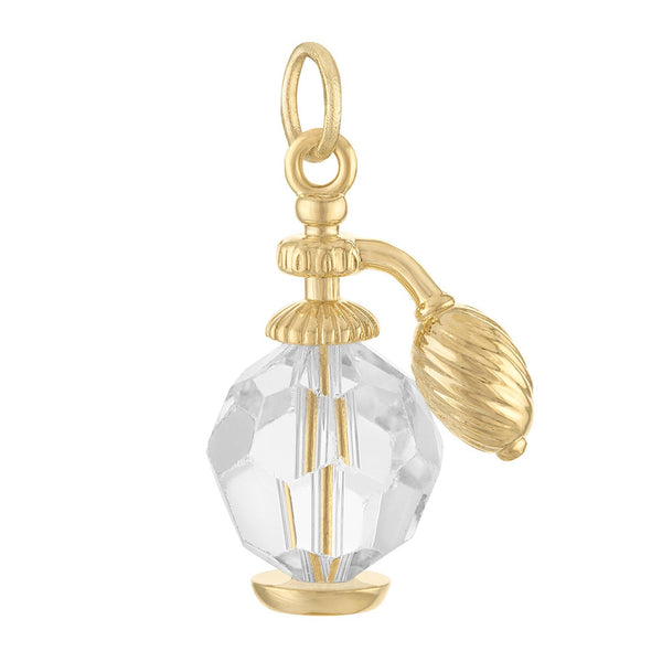 Crystal Perfume Bottle 14K Gold Charm