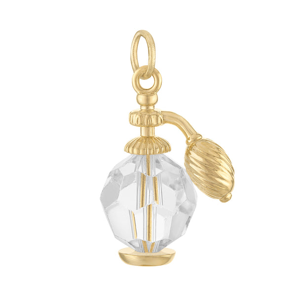 Crystal Perfume Bottle 14K Gold Charm