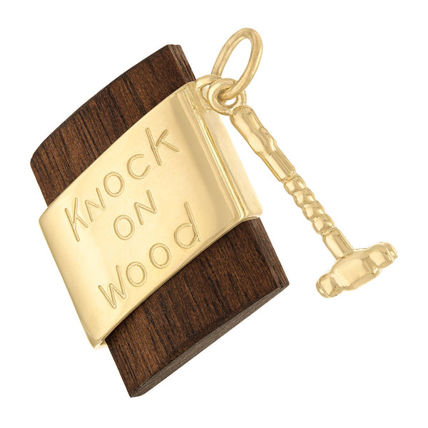 Knock On Wood 14k Gold Charm
