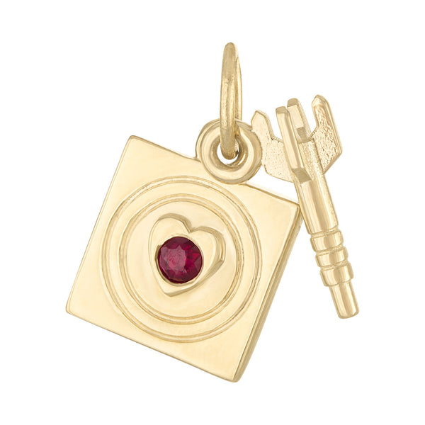 Dart & Ruby Dartboard 14K Gold Charm