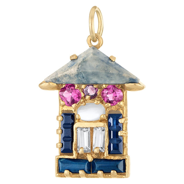 Vintage Gem-Set Pagoda 14k Gold Charm