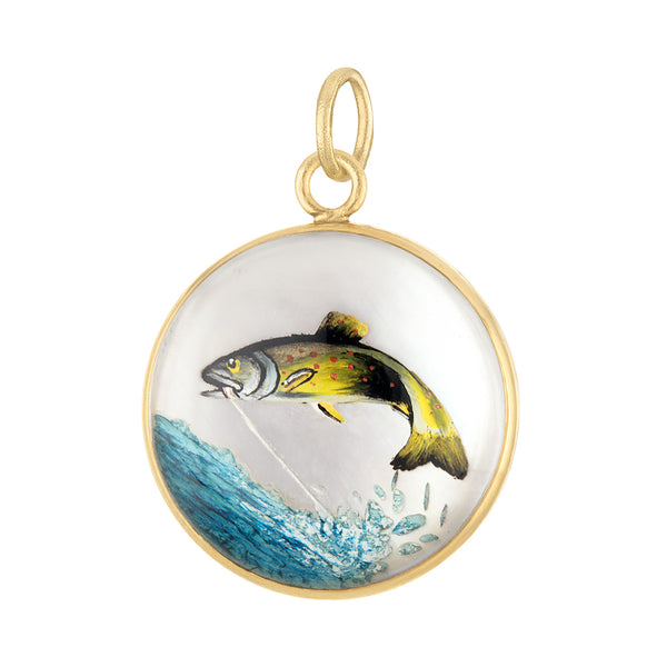 Vintage Jumping Trout 14k Gold Charm