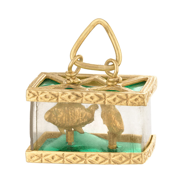 Vintage Fish Aquarium 14k Gold Charm