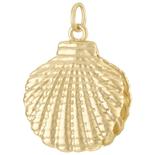 Large Clamshell with Pearl 14K Gold Charm