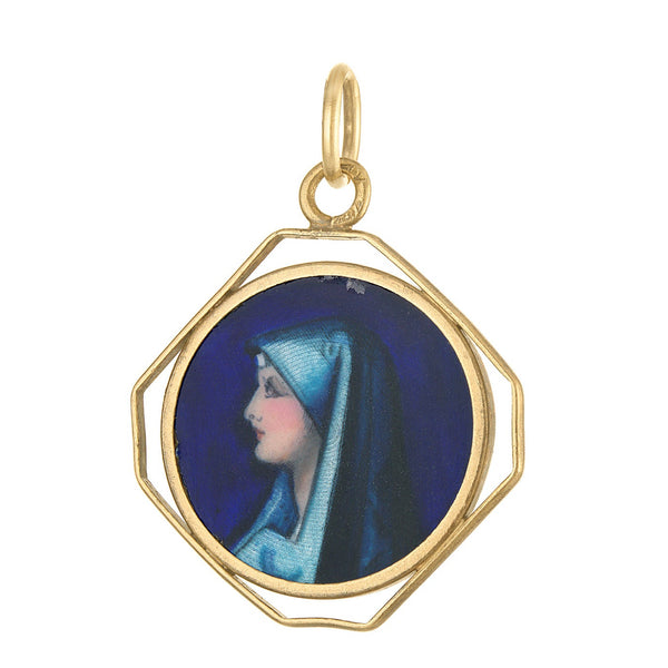 Vintage French Virgin Mary 18k Gold Charm