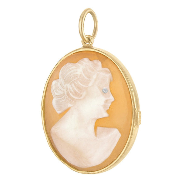 Vintage Diamond Set Cameo 14k Gold Charm