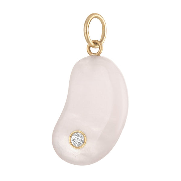 Vintage Rose Quartz Lucky Bean 14k Gold Charm