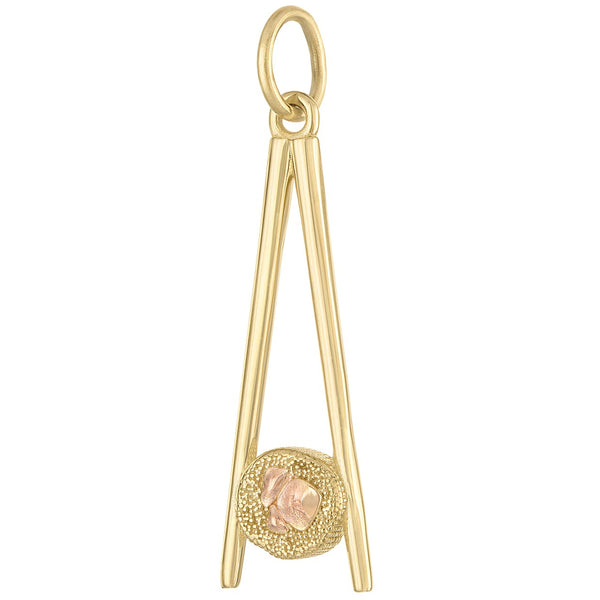 Sushi in Chopsticks 14k Gold Charm