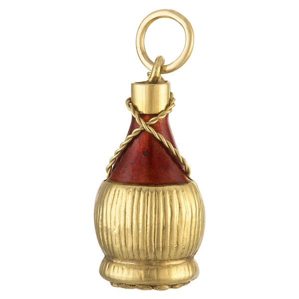 Vintage Chianti Wine Bottle 18K Gold Charm