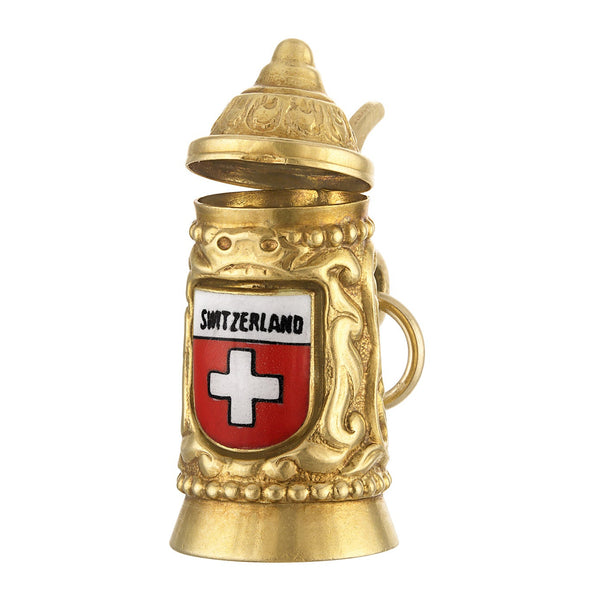 Vintage Movable Switzerland Beer Stein 18k Gold Charm