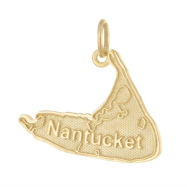 Map of Nantucket Engravable 14K Gold Charm