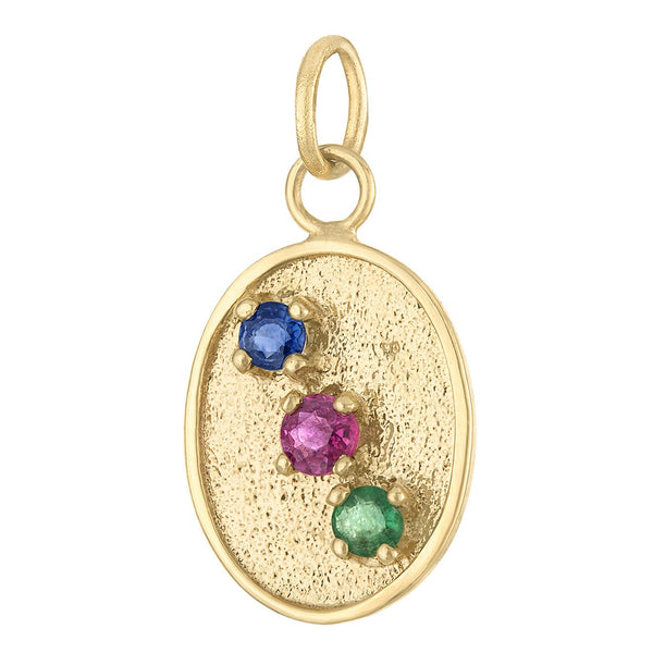 Vintage Ruby, Sapphire, & Emerald 14k Gold Charm