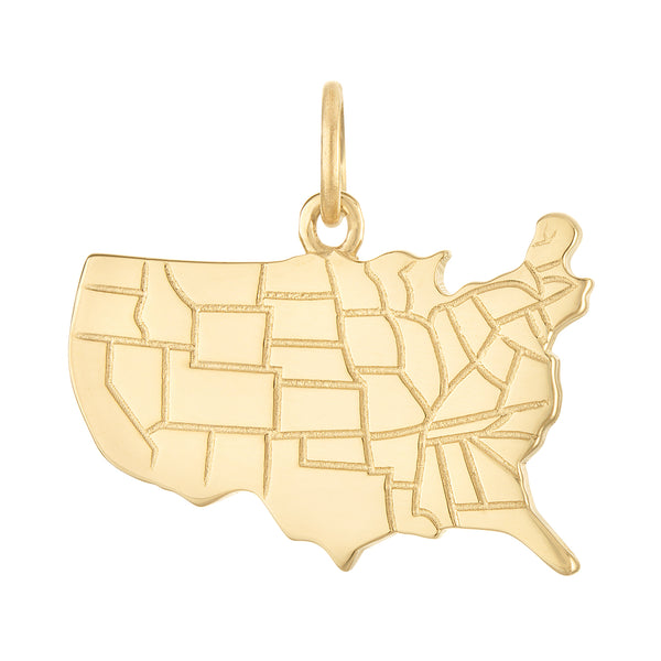 USA 250 Anniversary Map 14K Gold Charm