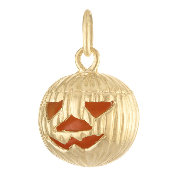 Jack O'Lantern Pumpkin 14K Gold Charm