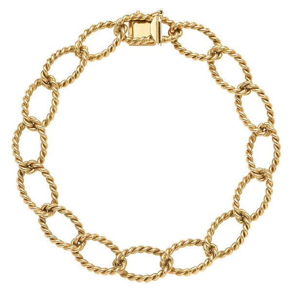 Vintage Twisted Oval Link 14k Gold Bracelet