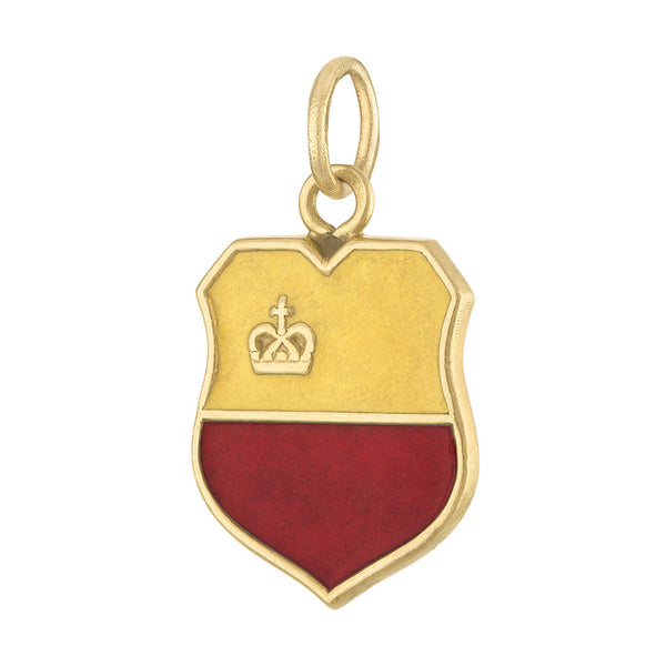 Vintage Enamel Coat of Arms of Lichtenstein 18k Gold Charm