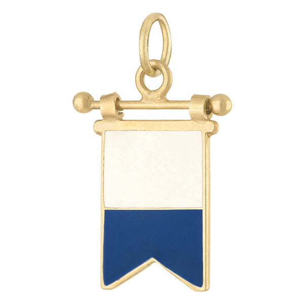 Vintage Enamel Nautical Flag 14k Gold Charm