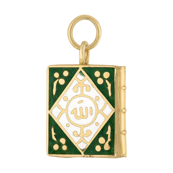 Vintage Enameled Quran 18K Gold Charm