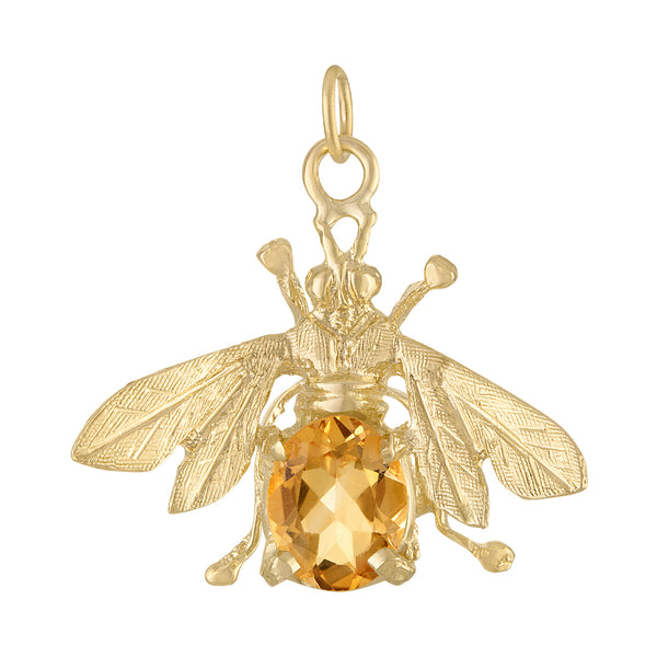 Vintage Citrine Bee 14k Gold Charm
