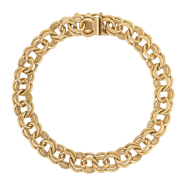Vintage Classic Double Link 14k Gold Bracelet