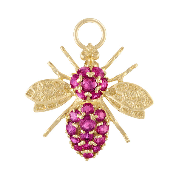 Vintage Ruby Bee 14k Gold Charm