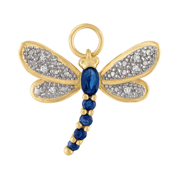 Vintage Sapphire Dragonfly 14k Gold Charm