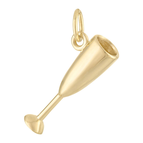 Champagne Flute 14k Gold Charm