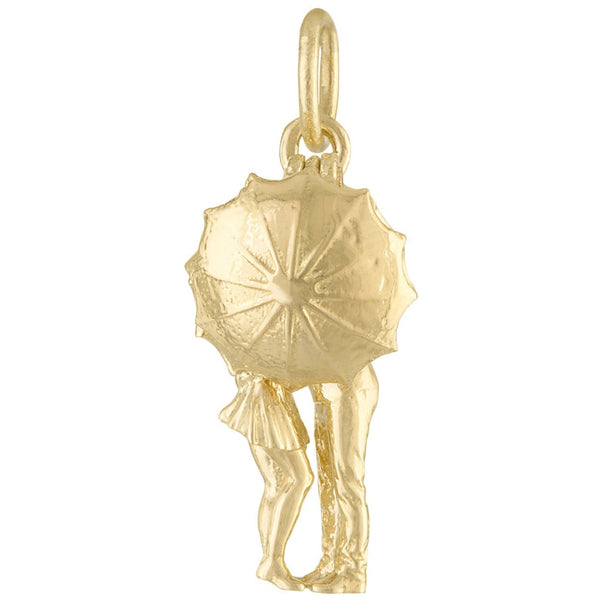 Couple Under Umbrella 14K Gold Charm