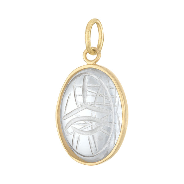 Vintage Crystal Scarab 14K Gold Charm
