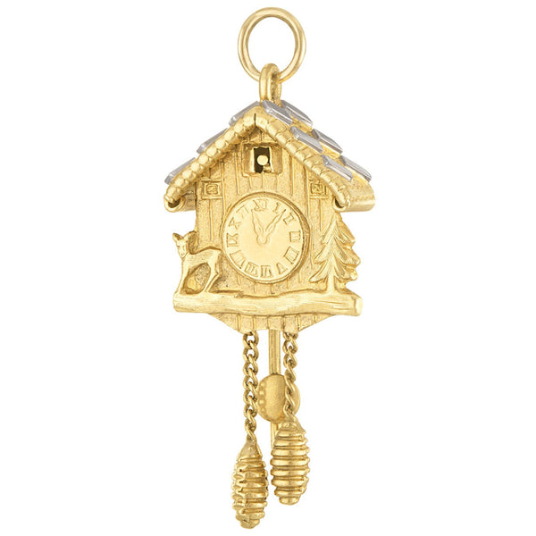 Vintage Pendulum Clock 18K Gold Charm