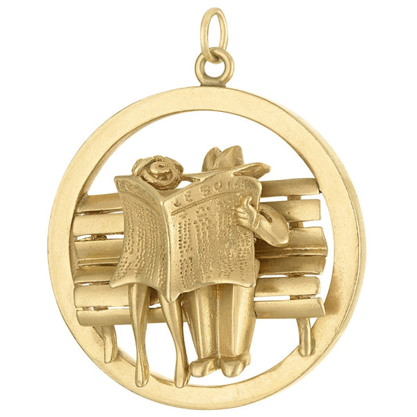 Vintage Lover's Bench 14K Gold Charm