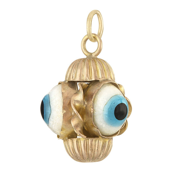 Vintage Evil Eye Fob 9K Gold Charm