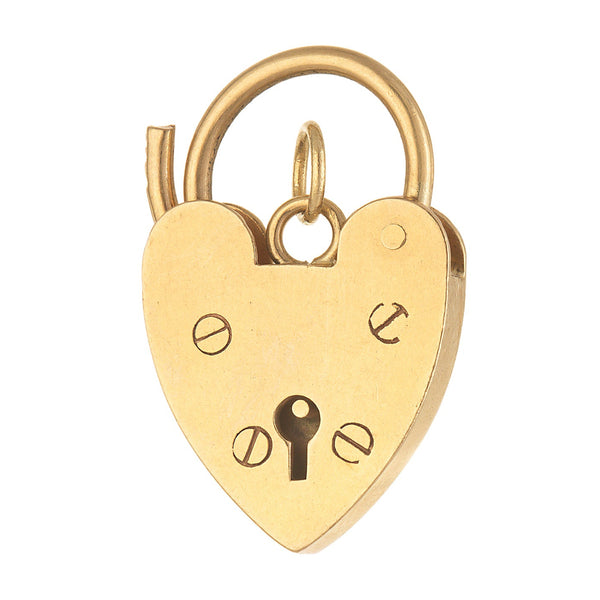 Vintage Classic Heart Lock Clasp 9k Gold Charm