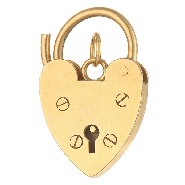 Vintage Classic Heart Lock Clasp 9K Gold Charm